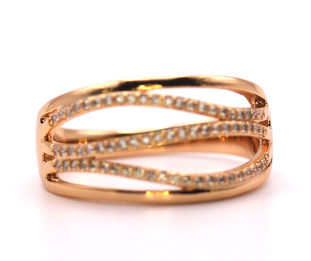 Women's Ring Rose Gold Plated. With clear zircon gemstones. R - 100