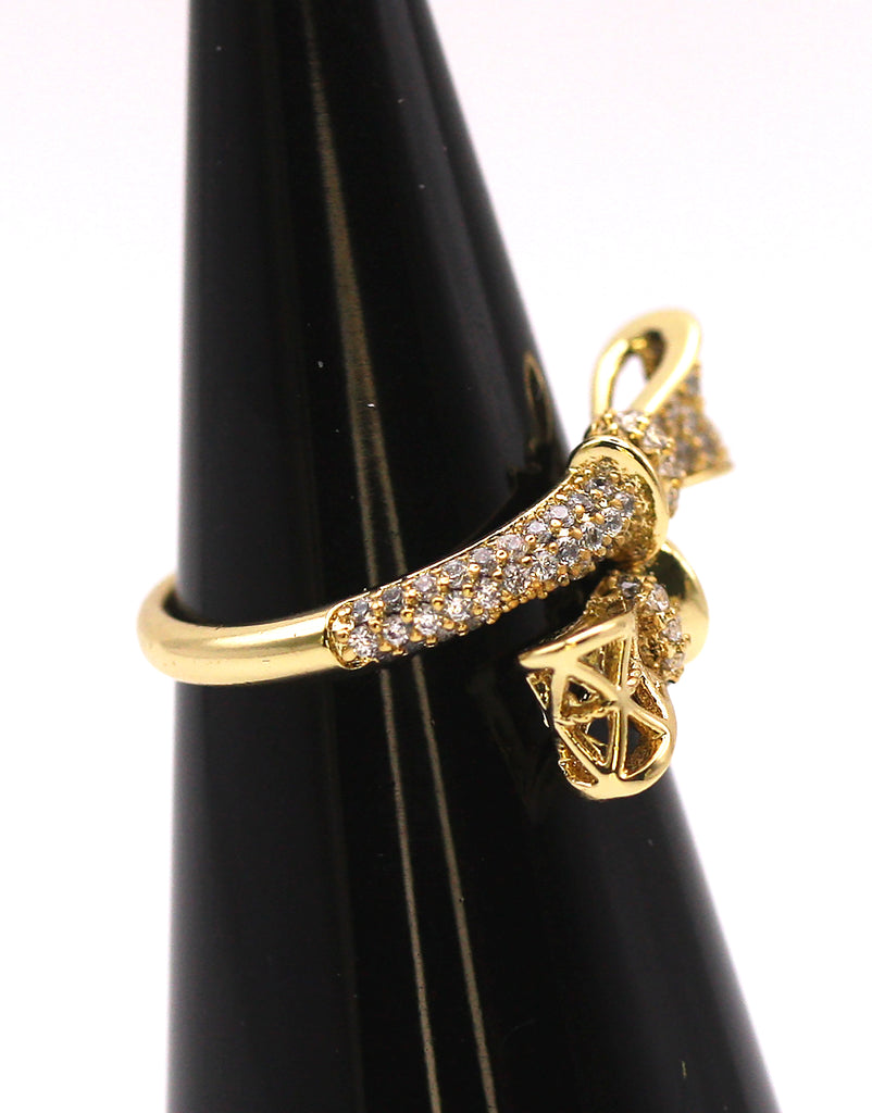 Gold plated women's ring with pave set clear zircon gemstones. C – 106 side view