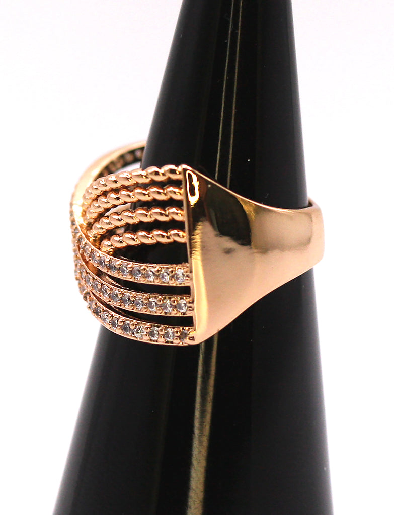 Rose gold plated women's ring. Pave set with zircon gemstones C - 107