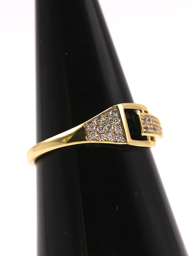 Women's gold plated ring with pave set zircon gemstones - M - 78 Latch