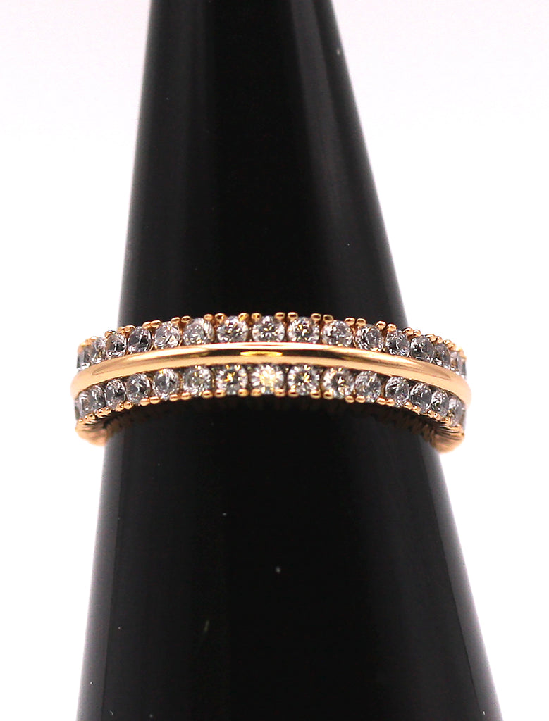 Rose gold plated Women's ring band with pave set zircon gemstones