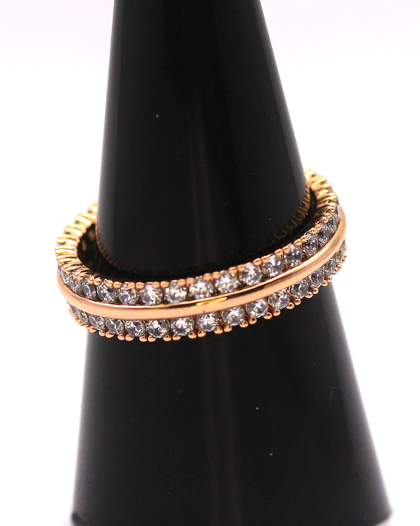Rose gold plated Women's ring band with pave set zircon gemstones