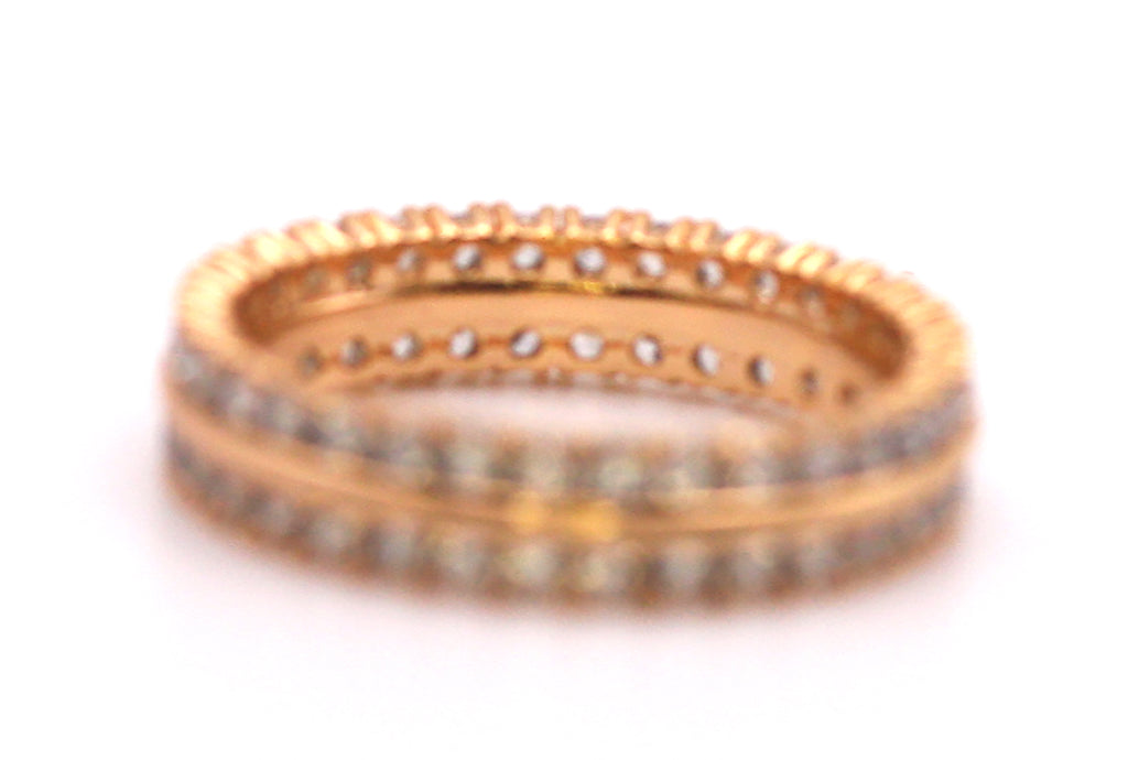 Rose gold plated Women's ring band with zircon gemstones - C -1088