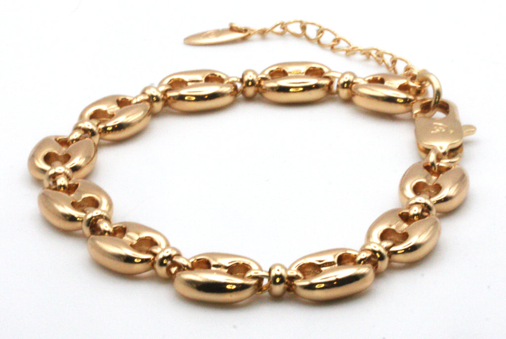 Women's bracelet with marine chain links. Rose Gold plated. 8 1/2 inch length and a 2 inch extension.
