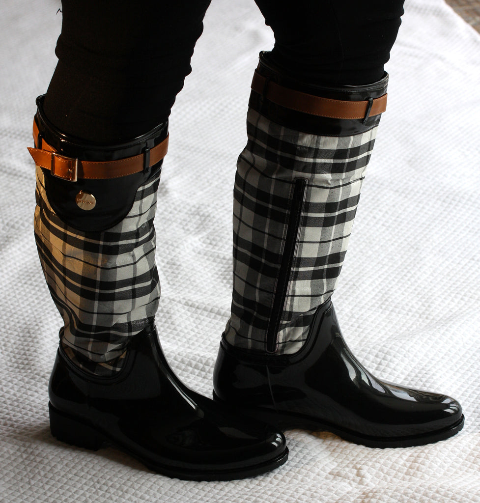 Tall rain boots - Black Plaid