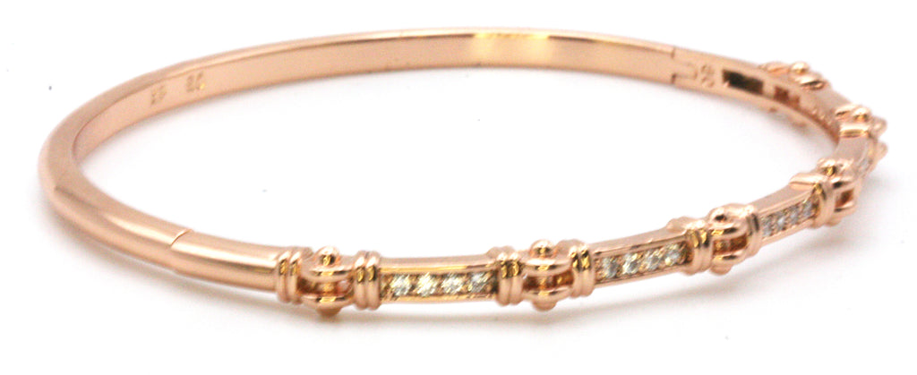 Women's bangle bracelet rose gold plated with zircons - BXP - 481