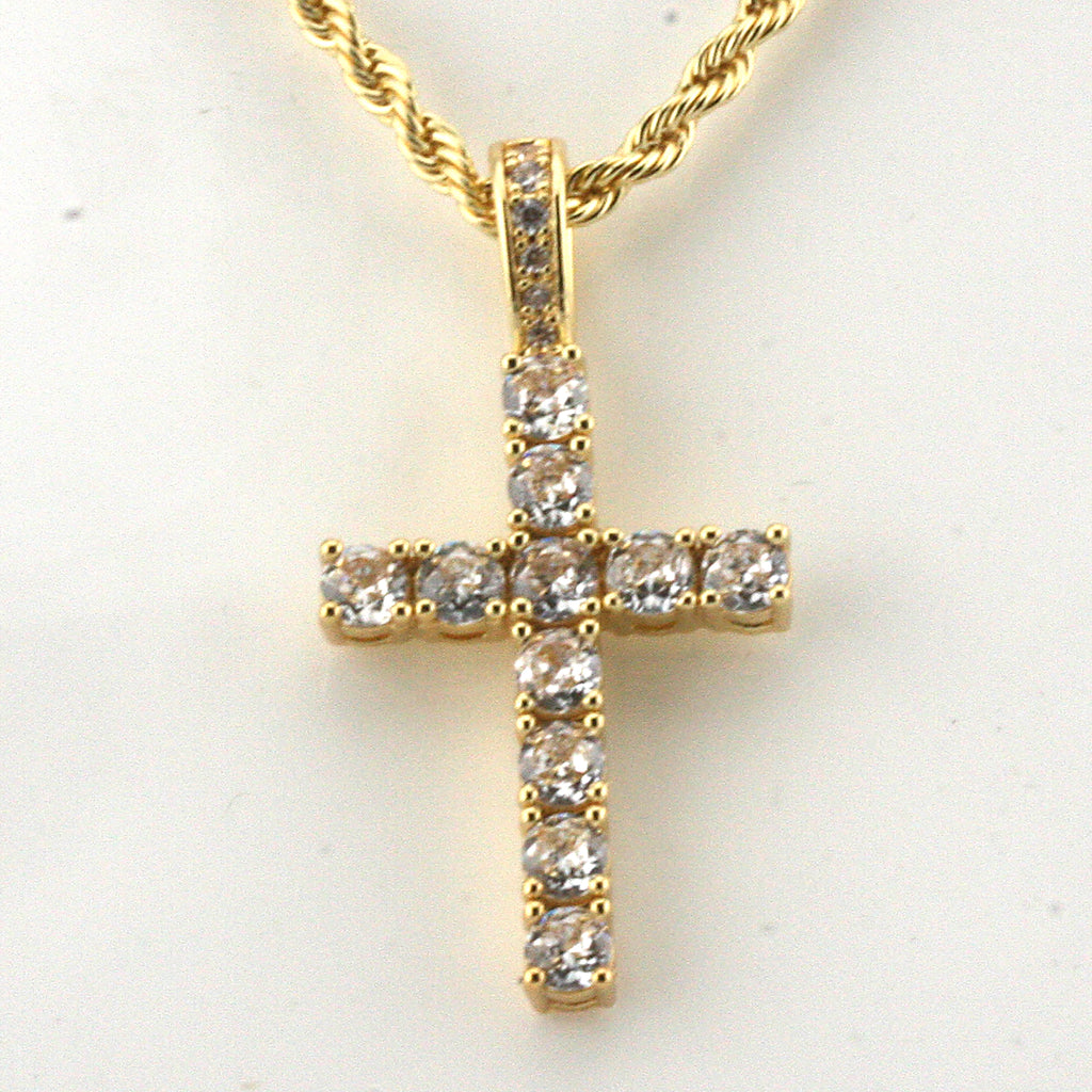 Cross gold plated with crystals - CAO 003