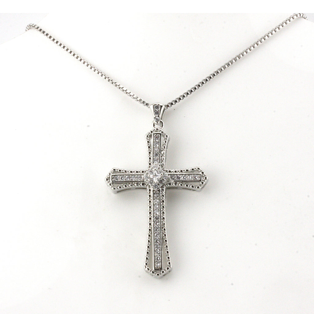 Cross with pave set crystals - CAO 001