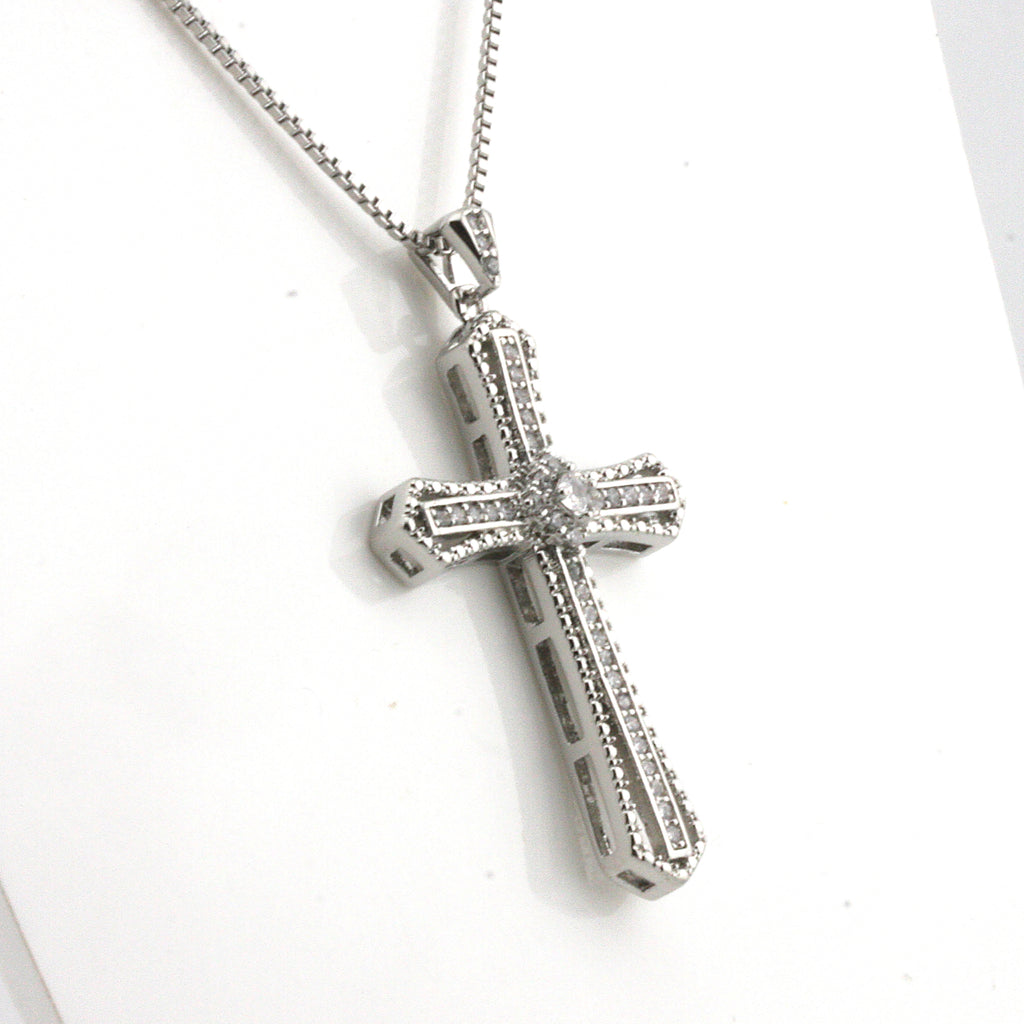 Cross with pave set crystals - CAO 001