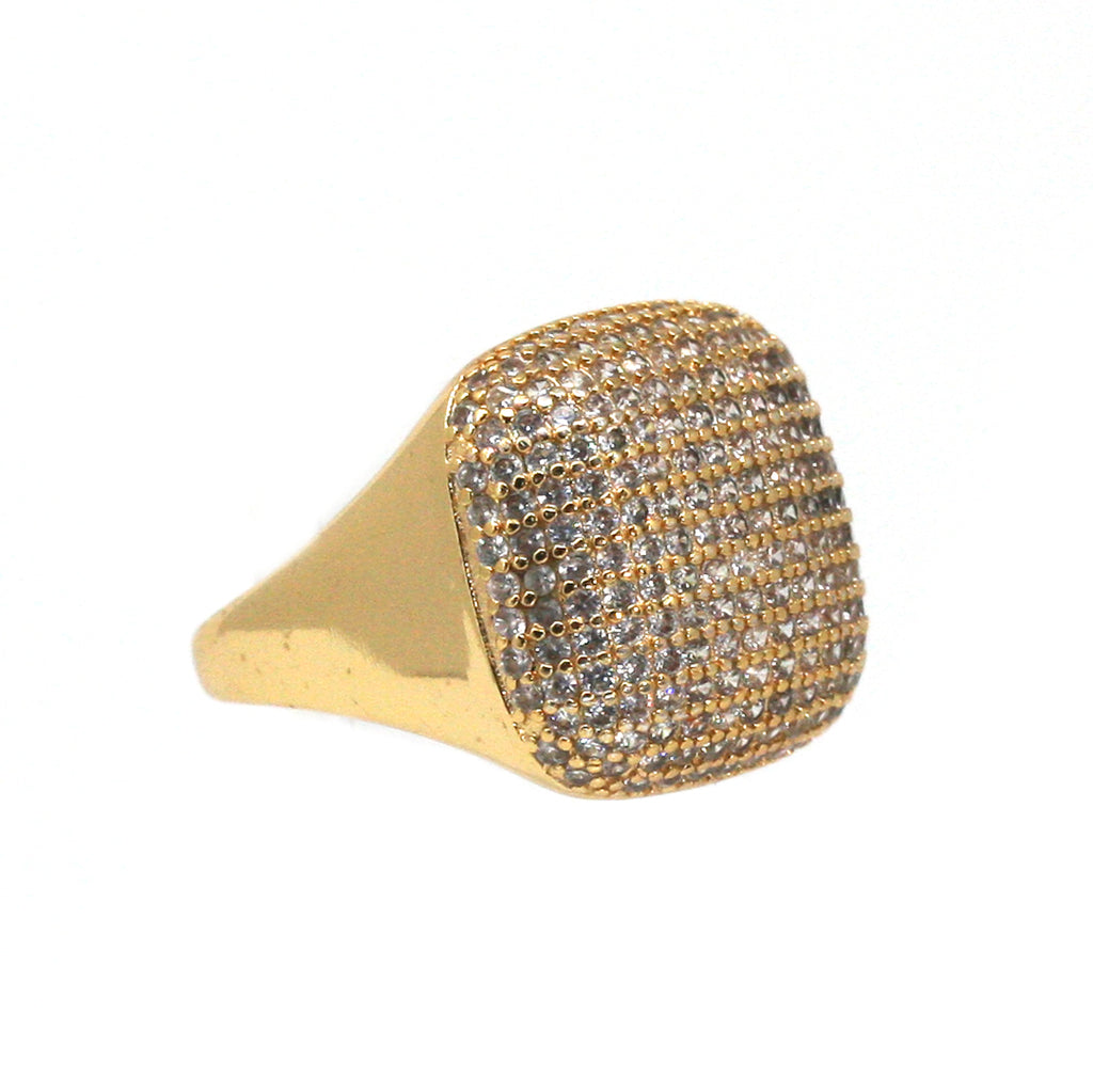 Gold plated women's ring with zircon gemstones 
