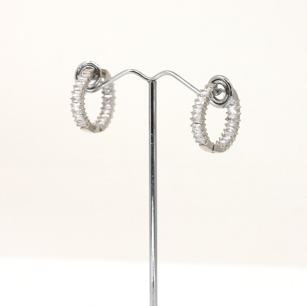 Hoop Baguette Crystal Earrings