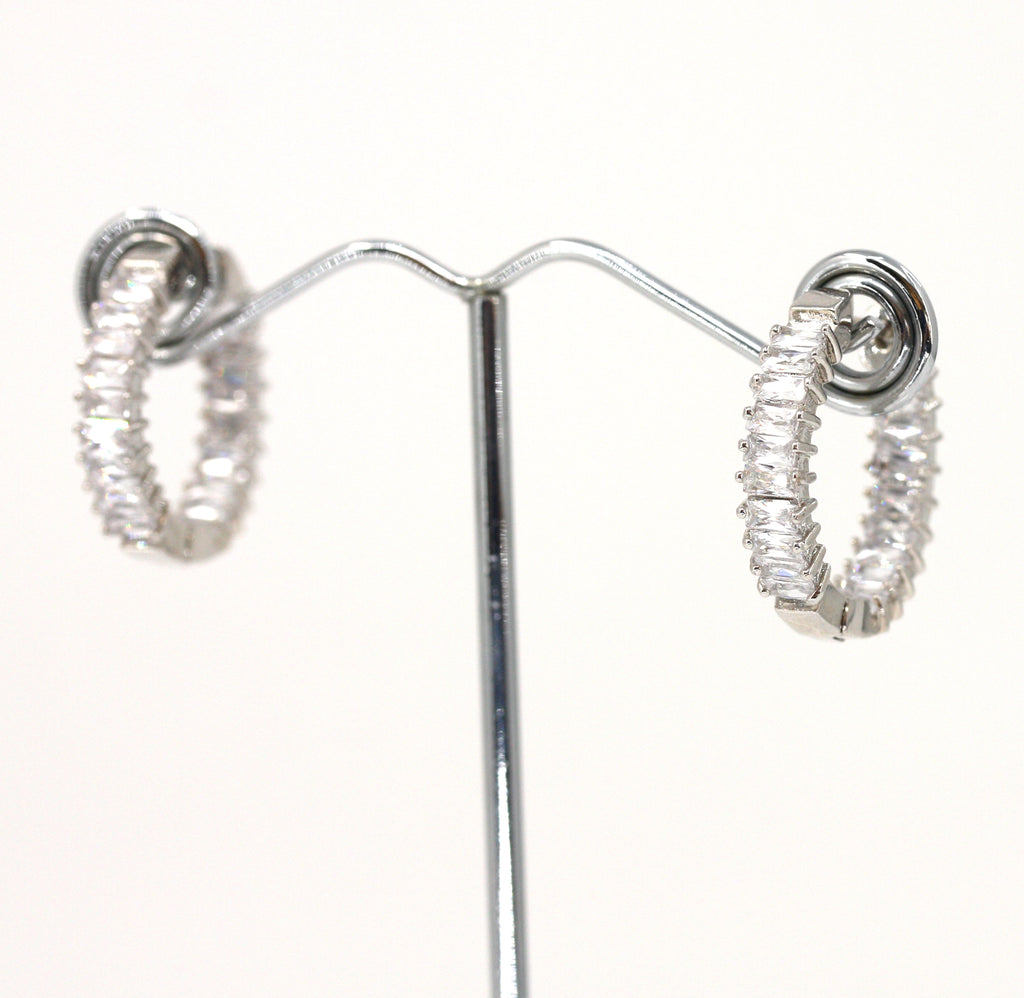 Hoop Baguette Crystal Earrings