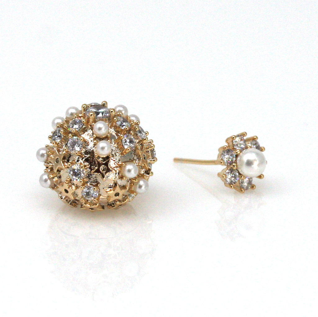 Stud Ball earrings  with freshwater pearl E BA 3