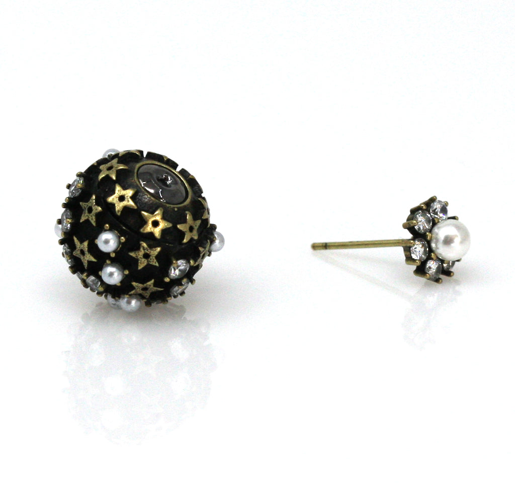 Stud Ball earrings  with freshwater pearl E BA 3