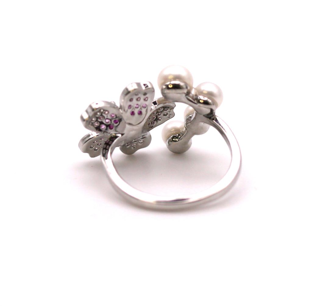 Ring with crystals and freshwater pearls JD 437