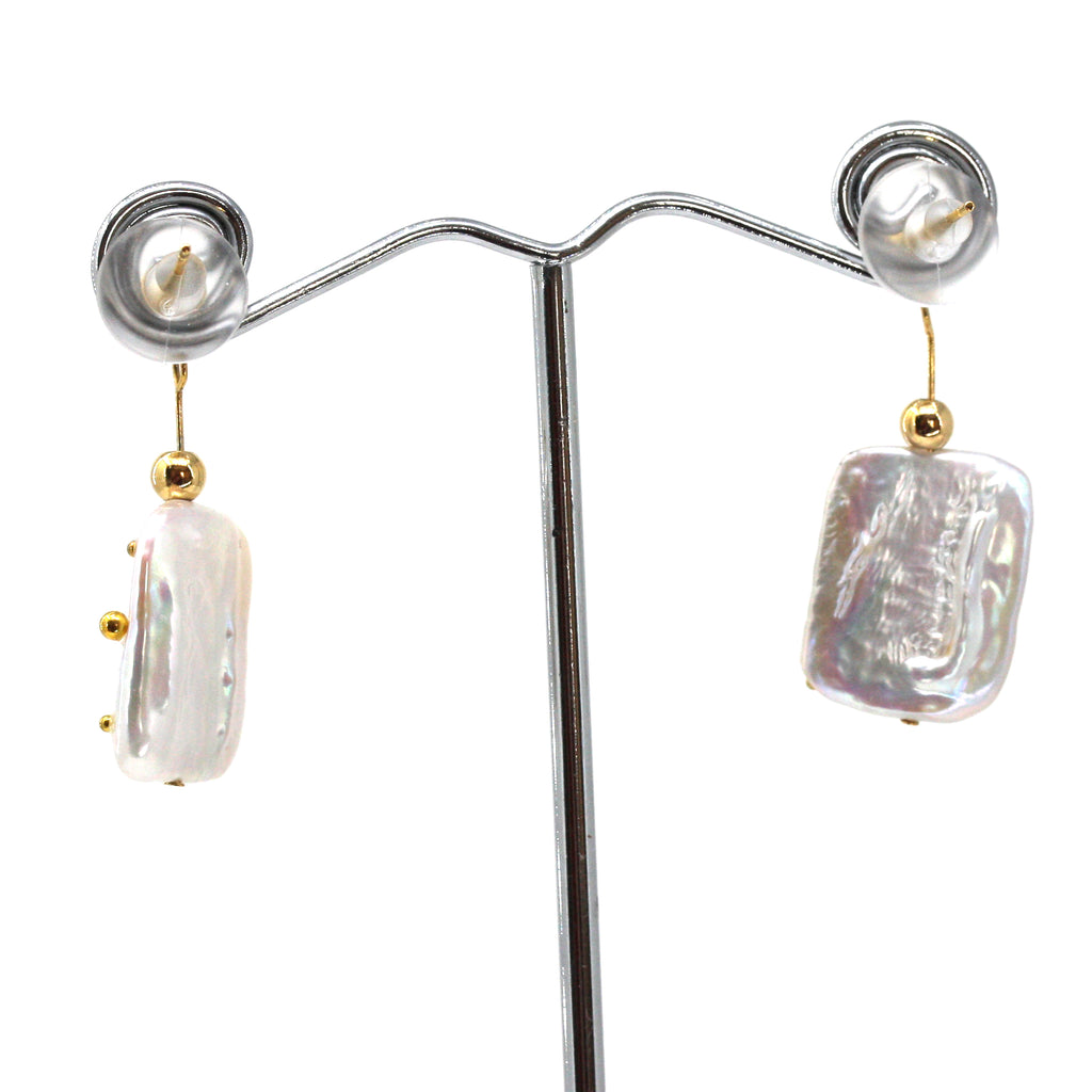 Earrings square pearl