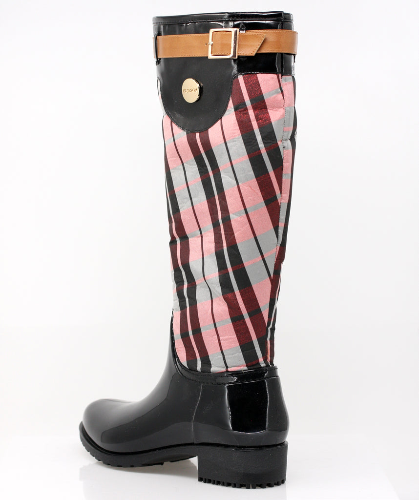 Tall rain boots - Pink Plaid