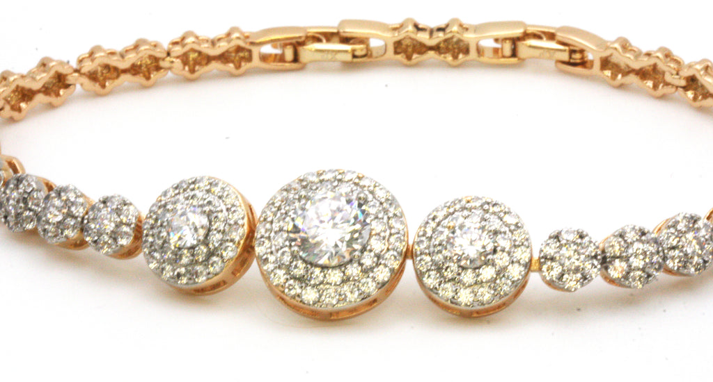 Bracelet Rose Gold plated with disks set with zircons - B - XP - 241