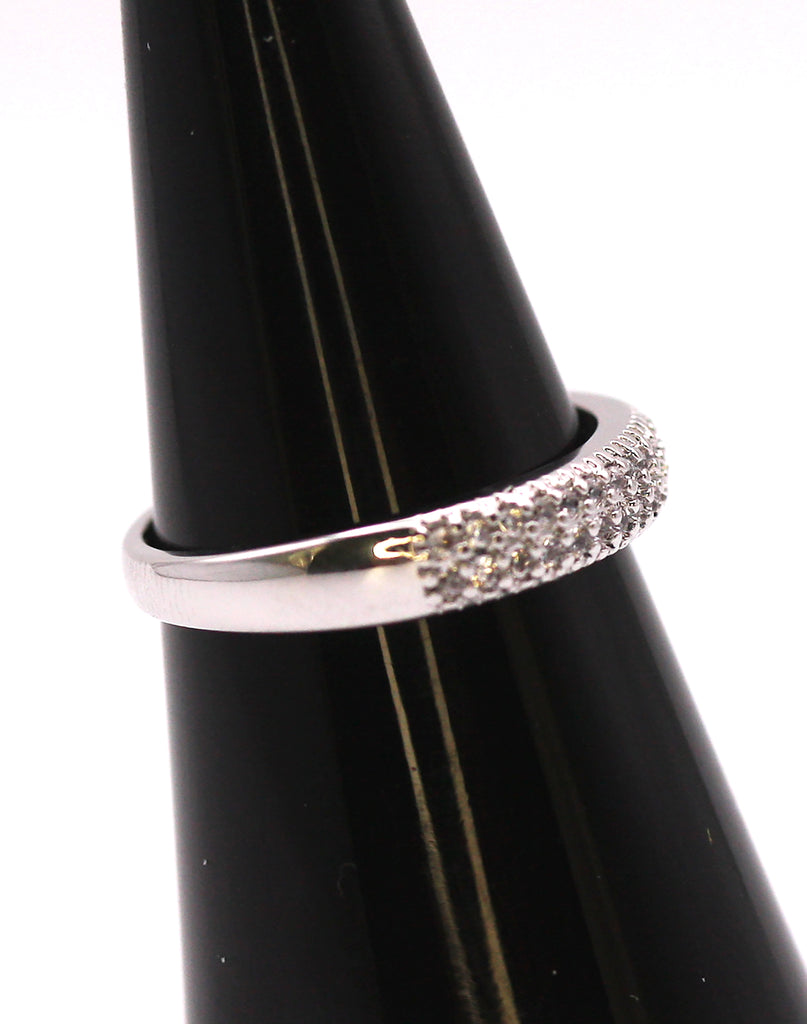 Women's band ring in Gold or Silver/Rodium plating with zircon gemstones - XYR - 246