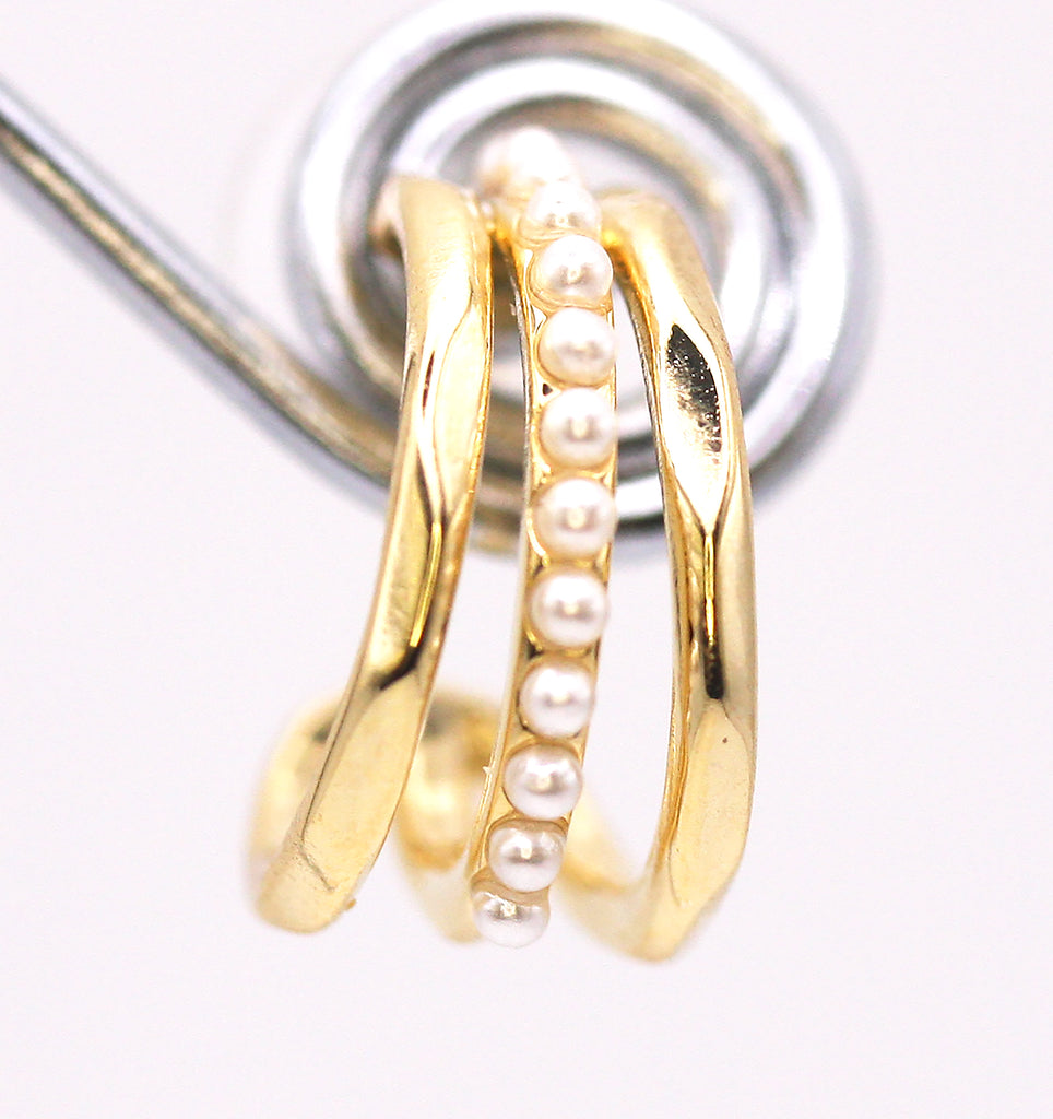Freshwater Pearl women's gold plated hoop Earrings 2 mm pearls