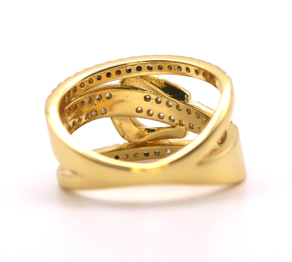 Women's ring in Gold or Silver/Rhodium plating. Belt pattern with zircon gemstones. M - 79