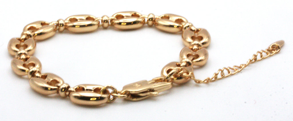 Women's bracelet with marine chain links. Rose Gold plated. 8 1/2 inch length and a 2 inch extension.