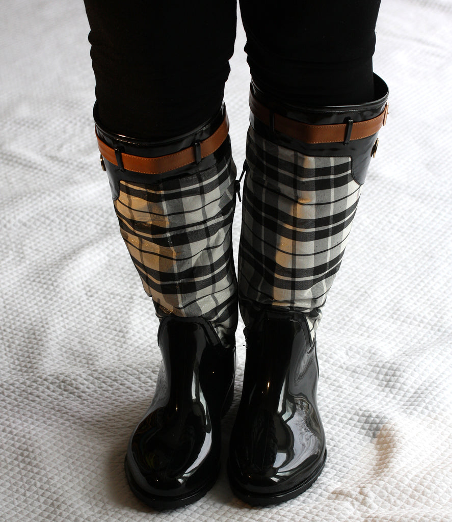 Tall rain boots - Black Plaid