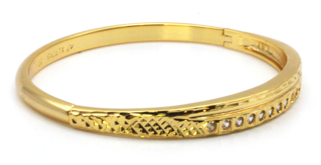 Women's bracelet in yellow gold plating with zircons. - BXP - 479