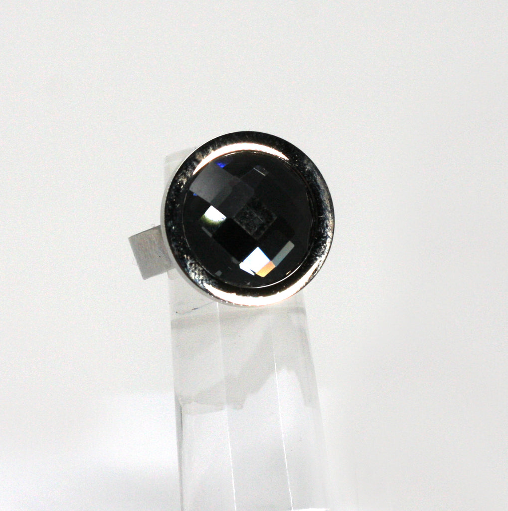 Black Diamond Swarovski Element Crystal Stainless Steel ring